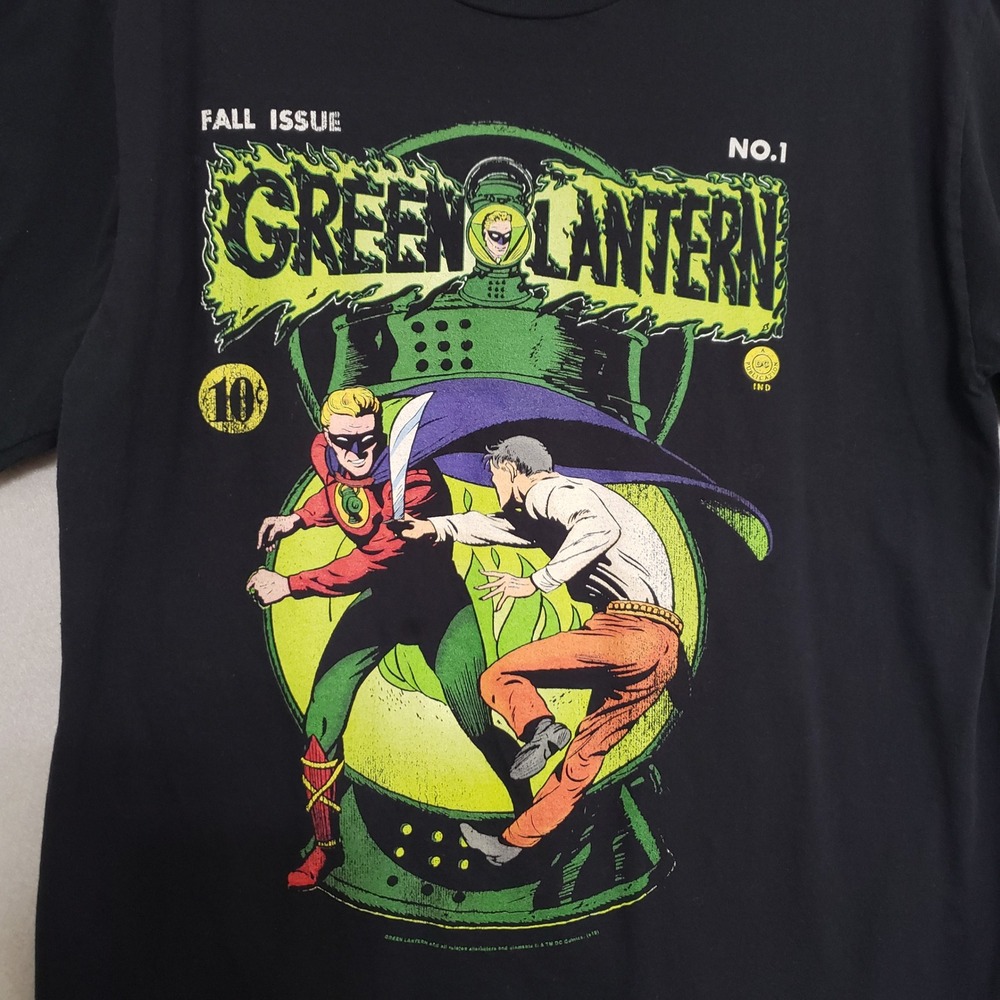 Vintage Port & Company Mens L Graphic T-Shirt Black Green Lantern DC Comics No 1